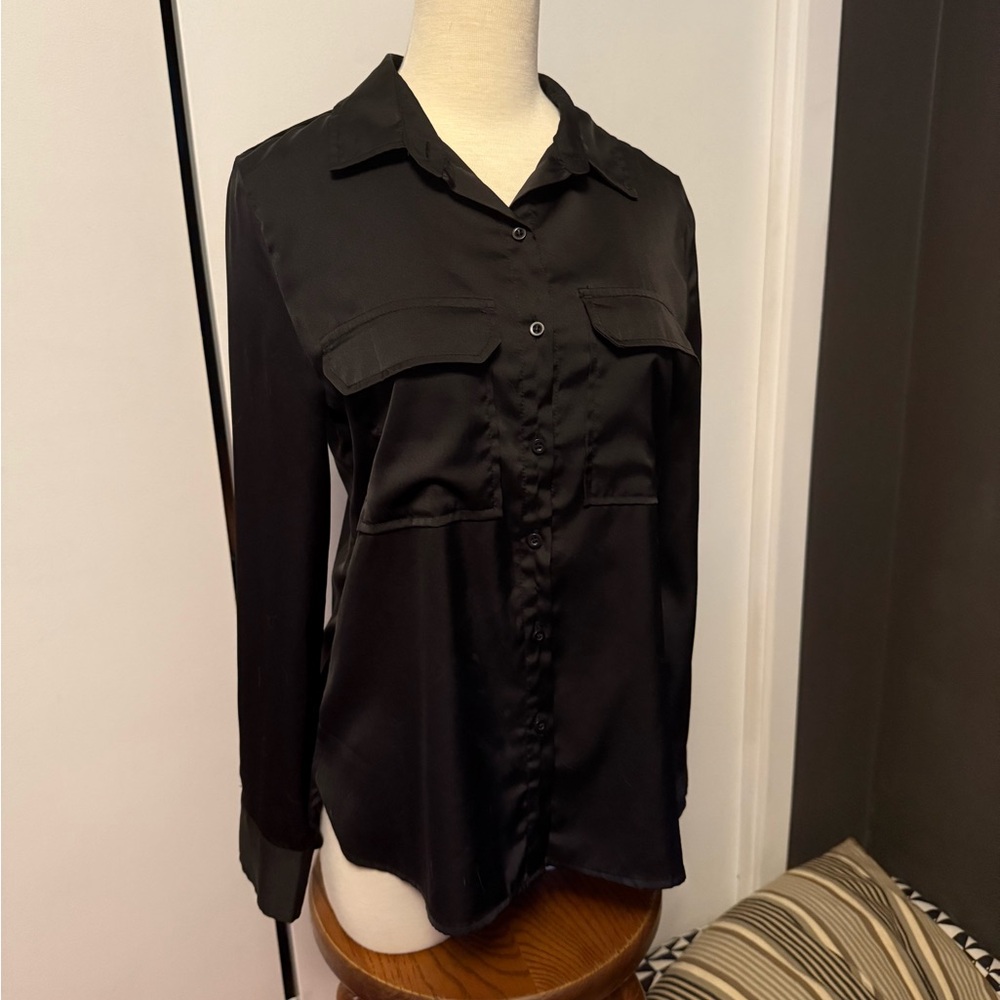 Black Satin Blouse